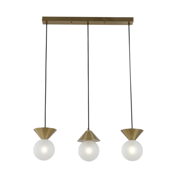 Brushed aes linearibus III-lumina pendant lucerna