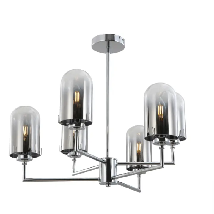 Chrome Metal Smoky Dome Vitrum Pendant lucerna