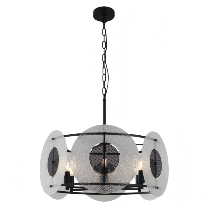 Matte Black Sugar Glass Chandelier