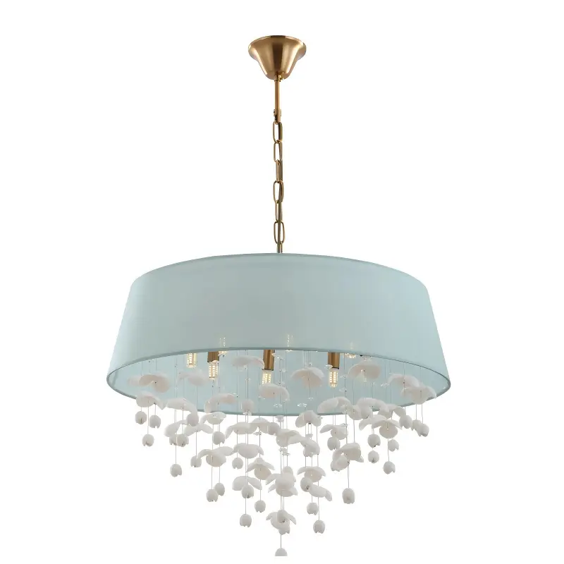 Modern Porcelain Drum Shade 8-lumina FUNALE For Living Room