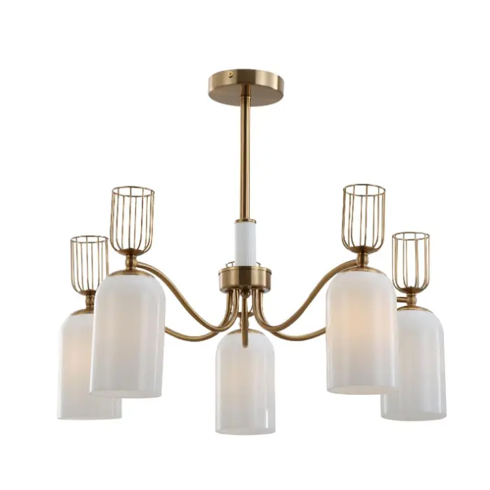 Retro V-Lac lacte Glass Aurum Chandelier